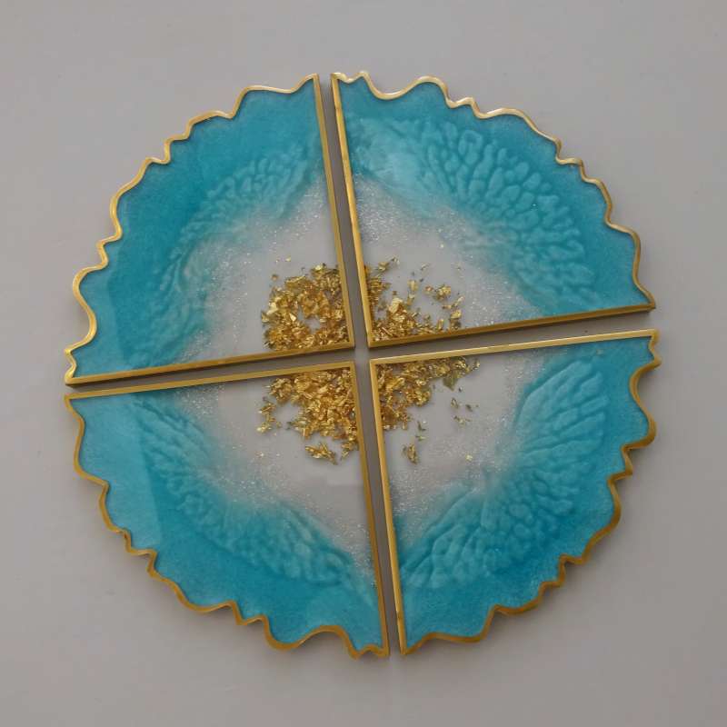 Turquoise and gold quad coasters